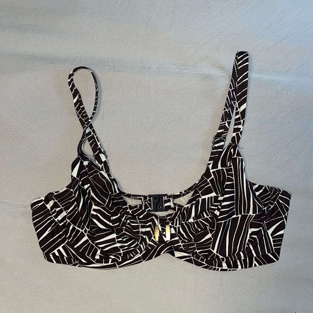 Fantasie Underwire Unlined Bikini Top Brown Safari pattern — 36D - EUC